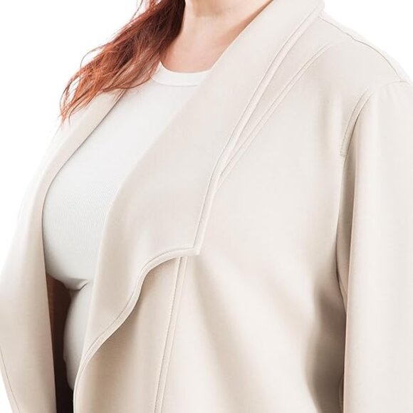 EUC Max Studio Women's Scuba Drape Front Jacket Size 3X (Light tan) - Picture 3 of 5